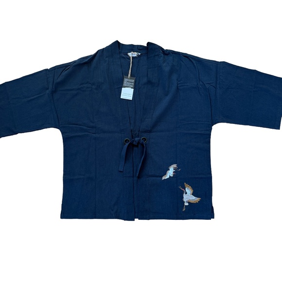 NWT Kidoriman Blue Noragi Kimono Jacket 4XL Japanese Streetwear Layering Style - Picture 1 of 6